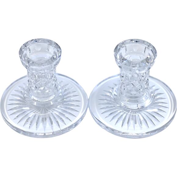 Cristal d'Arques Crystal Eventail Candlestick Holders 3"x4.25" [Set of 2] - Picture 2 of 11